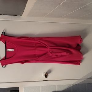 Pink summer dress -small, with attached sheer tie up for front.